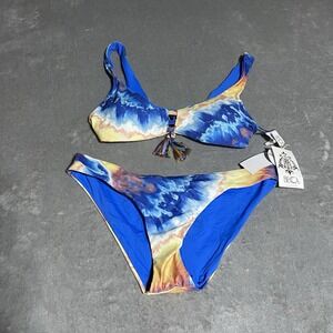 Becca Bikini Womens Large 2 Piece Over the Rainbow Tie Dye Reversible